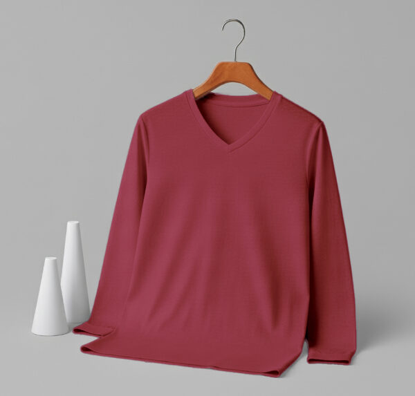 V Neck Full Sleeve(100% Cotton Single Jersey) - Maroon