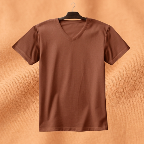 Women's V Neck(100% Cotton Single Jersey)  – Brown