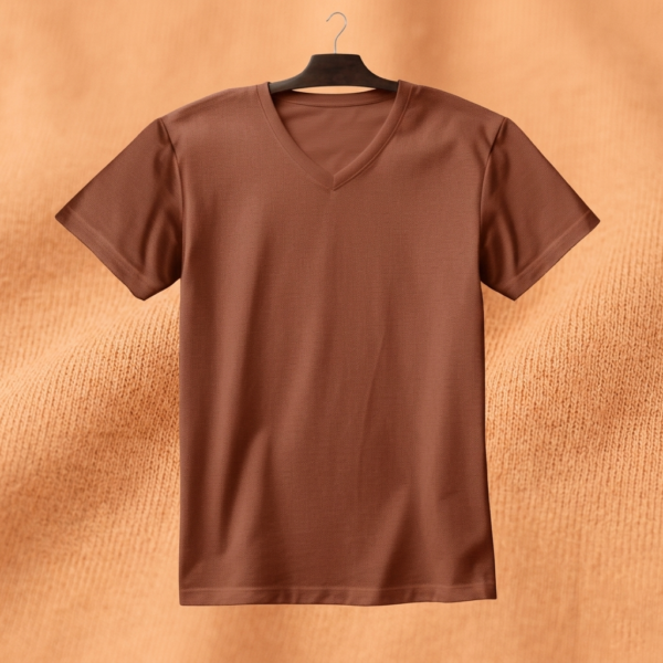 Women's V Neck(100% Cotton Single Jersey)  – Brown