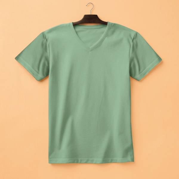 Women's V Neck(100% Cotton Single Jersey) - Pastel Mint