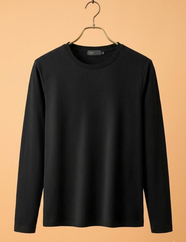Round Neck Full Sleeve (100% Cotton Single Jersey)- Black