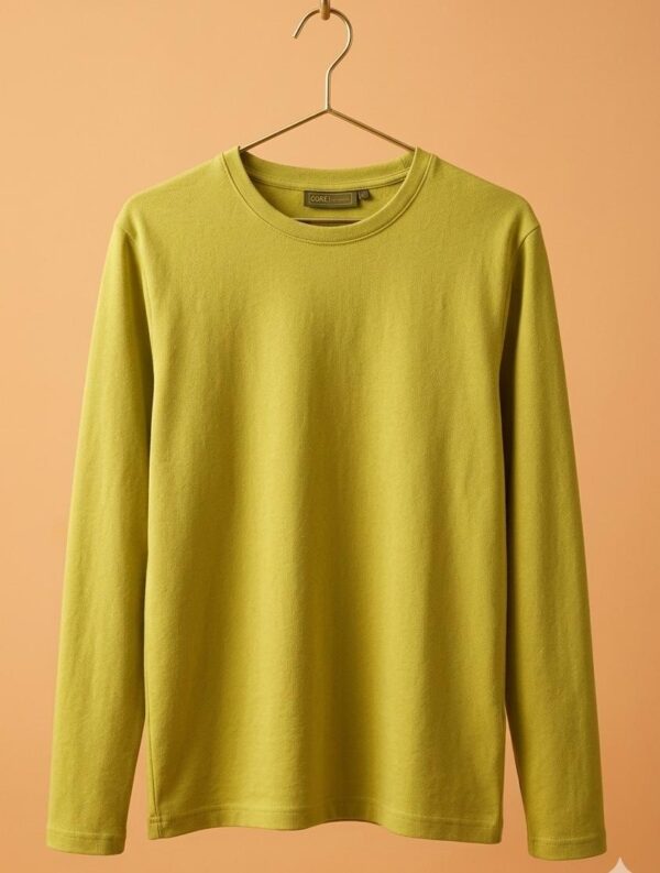 Round Neck Full Sleeve(100% Cotton Single Jersey)  - Lemon Yellow