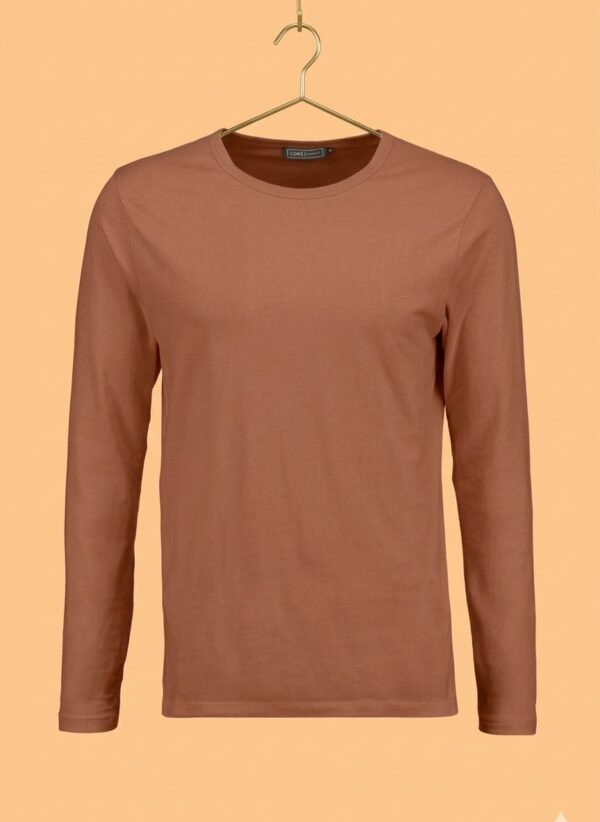 Round Neck Full Sleeve(100% Cotton Single Jersey) - Brown