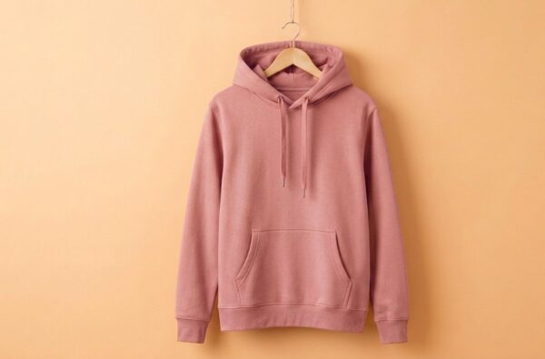 Men's Hoodie(100% Cotton Fleece)  - Baby Pink