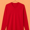 V Neck Full Sleeve(100% Cotton Single Jersey) - Red