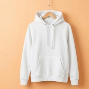 Men's Hoodie(100% Cotton Fleece)  - White