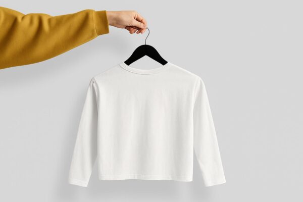 Crop Tees Full Sleeve (100% Cotton Fleece)- White