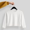 Crop Tees Full Sleeve (100% Cotton Fleece)- White
