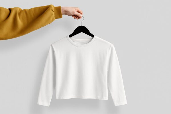 Crop Tees Full Sleeve (100% Cotton Fleece)- White