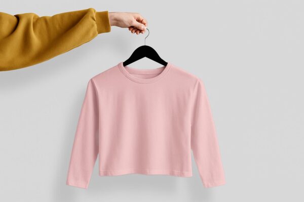 Crop Tees Full Sleeve (100% Cotton Fleece) - Baby Pink
