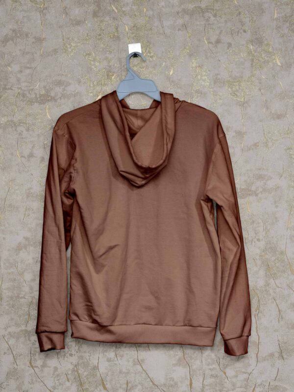 Hoodie With Zip (100% Cotton Fleece)- Brown