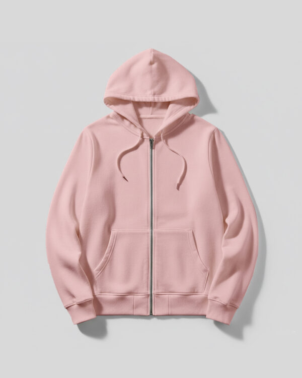 Hoodie With Zip (OE Fleece)- Baby Pink