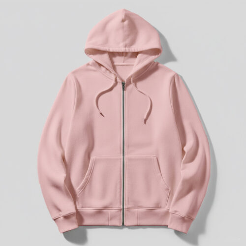 Kids Hoodie with Zip – Baby Pink