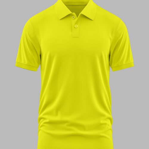 02 - Lime Yellow - Front Women’s Polo T-Shirts (100% Cotton Airtex) - Lime Yellow