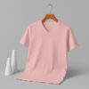 V Neck(100% Cotton Single Jersey) - Baby Pink