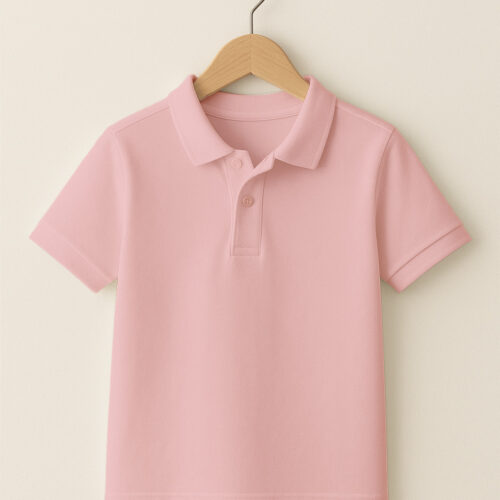 Kids  Polo (100% Cotton Airtex) –  Baby Pink