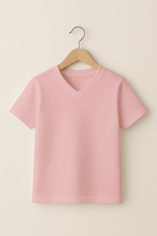 Kid – V Neck(OE Single Jersey) –  Baby pink