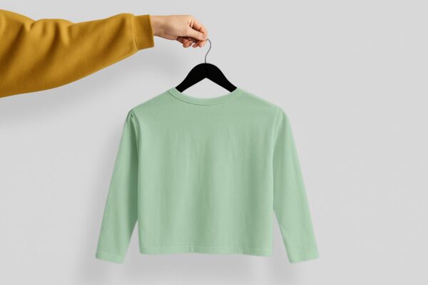 Crop Tees Full Sleeve (100% Cotton Fleece)- Pastel Mint