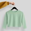 Crop Tees Full Sleeve (100% Cotton Fleece)- Pastel Mint