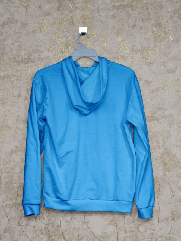 Hoodie With Zip (100% Cotton Fleece) –Sky Blue