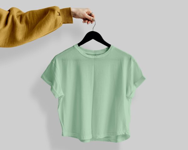 Crop Tees – (100% Cotton French Terry) - Pastle Mint