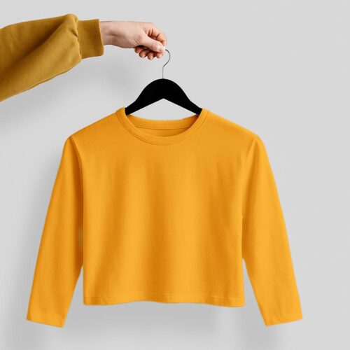 Crop Tees Full Sleeve (100% Cotton Fleece) - Orange