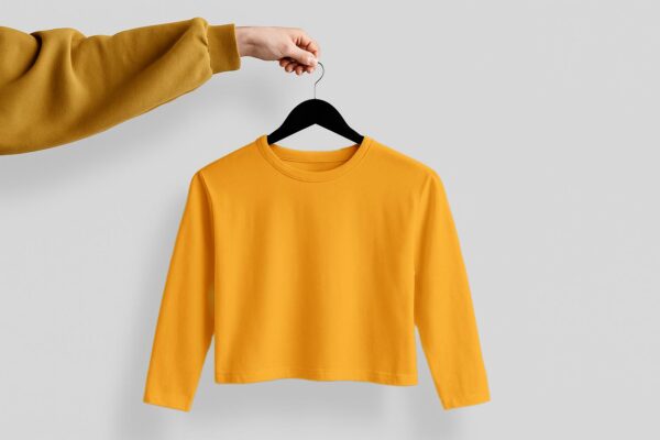 Crop Tees Full Sleeve (100% Cotton Fleece) - Orange