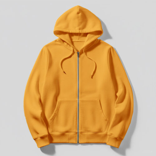 Women's  Hoodie With Zip (100% Cotton Fleece)- Orange