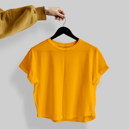Crop Tees – (100% Cotton French Terry) -  Orange