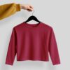 Crop Tees Full Sleeve (100% Cotton Fleece)- Maroon