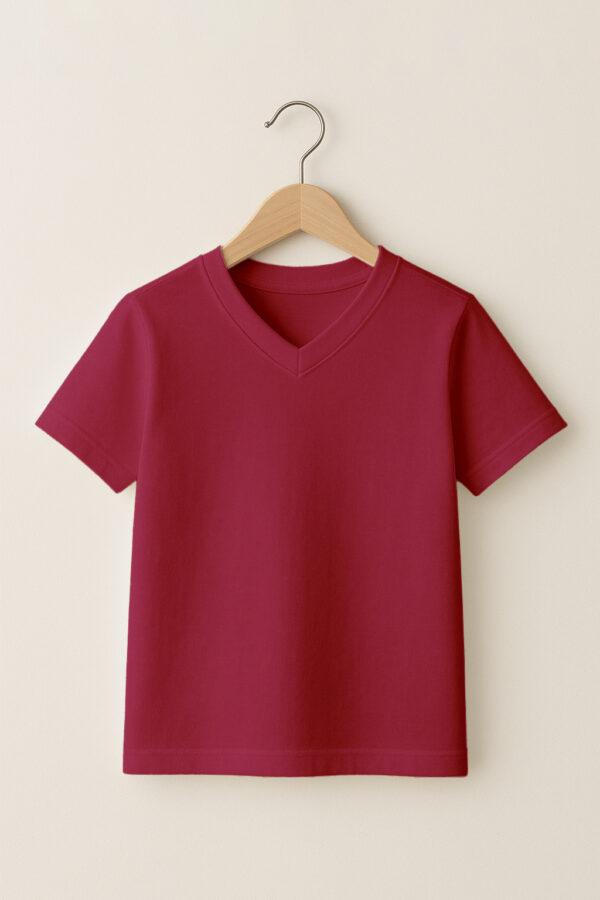 06_-V-Neck_-_Kids_-_maroon Kid – V Neck(OE Single Jersey) –Maroon