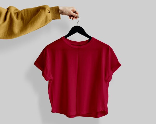 Crop Tees – (100% Cotton French Terry) - Maroon