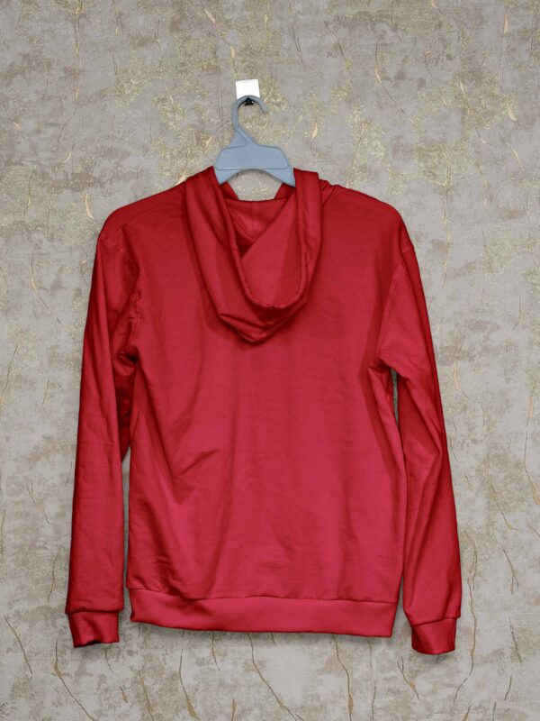 Hoodie With Zip (100% Cotton Fleece)- Red