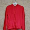 Hoodie With Zip (100% Cotton Fleece)- Red