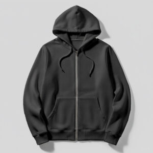 Hoodie With Zip (OE Fleece) - Black