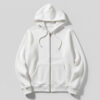 Hoodie With Zip (OE Fleece)- White