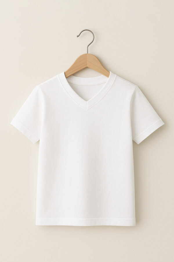 Kids V Neck - White