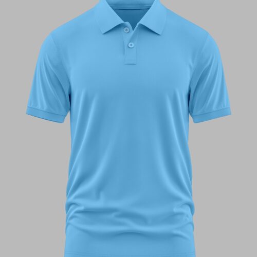 10 - Front - Lite Blue Women’s Polo T-Shirts (100% Cotton Airtex) - Sky Blue