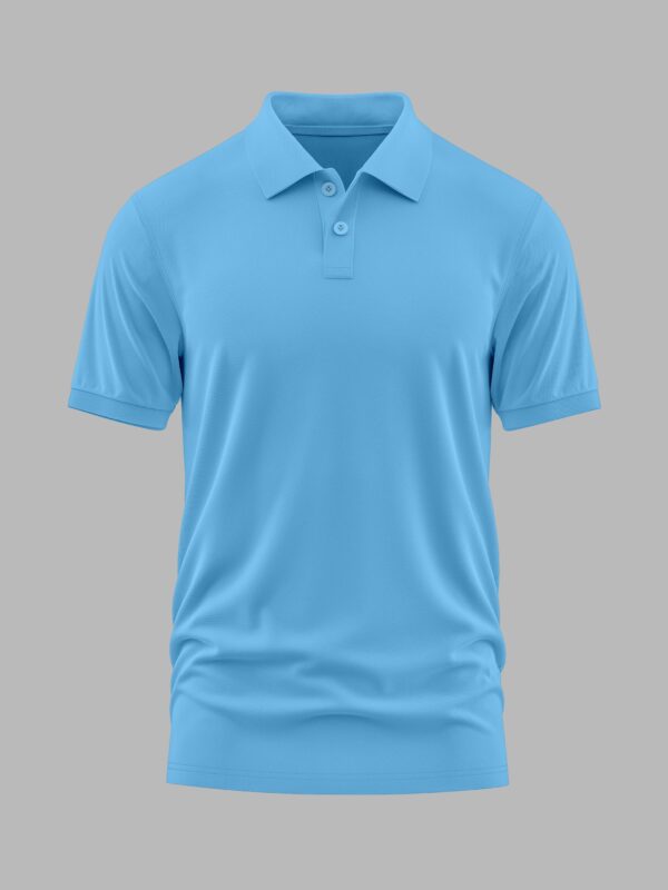 10 - Front - Lite Blue Women’s Polo T-Shirts (100% Cotton Airtex) - Sky Blue