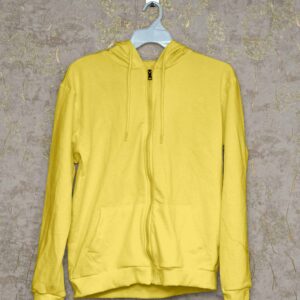 Hoodie With Zip (100% Cotton Fleece) – Lemon Yellow
