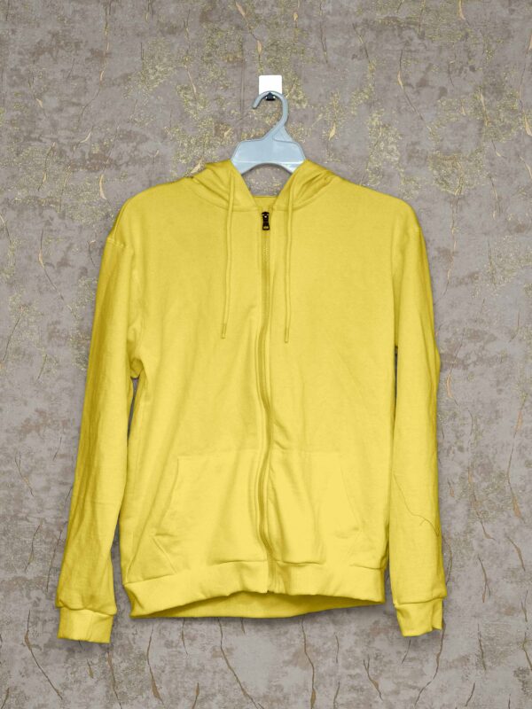 Hoodie With Zip (100% Cotton Fleece) – Lemon Yellow