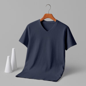 Women's V Neck(100% Cotton Single Jersey) - Navy