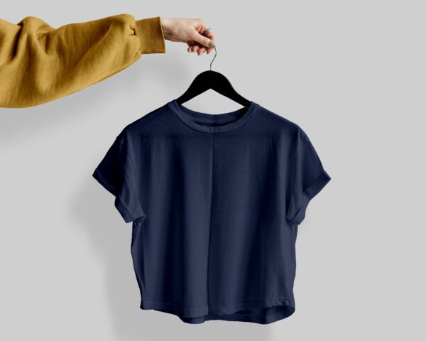 Crop Tees(100% Cotton Fleece)  – Navy