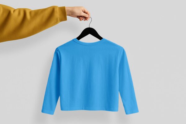 Crop Tees Full Sleeve (100% Cotton Fleece) - Sky Blue