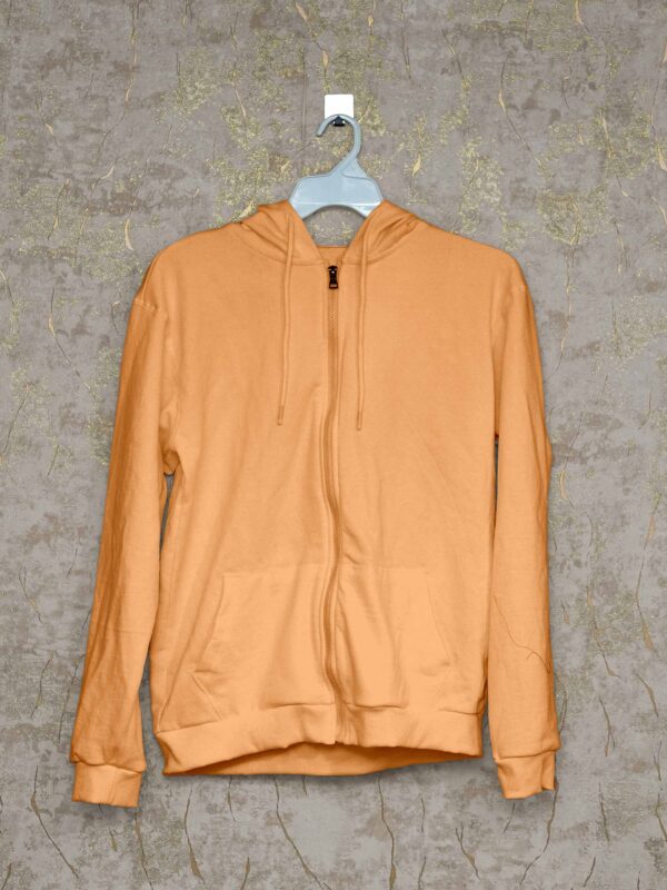 Hoodie With Zip (100% Cotton Fleece)- Orange