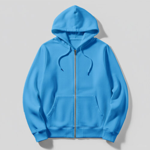 Women's  Hoodie With Zip (100% Cotton Fleece) –Sky Blue