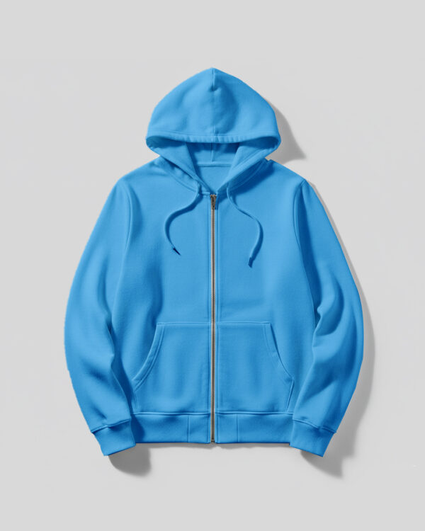 11 - Hoodie with zip - Front -sky blue Women's Hoodie With Zip (100% Cotton Fleece) –Sky Blue