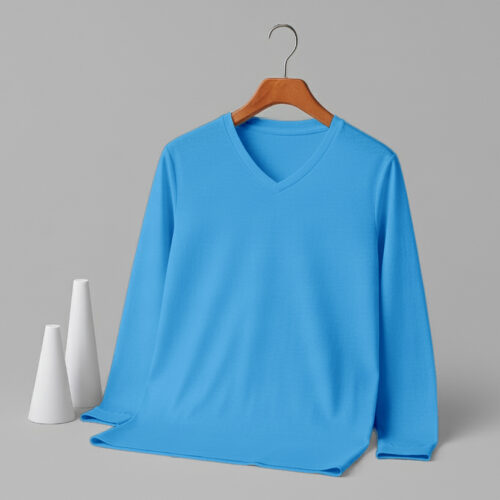 Women's V Neck Full Sleeve(OE Single Jersey)  – Sky Blue