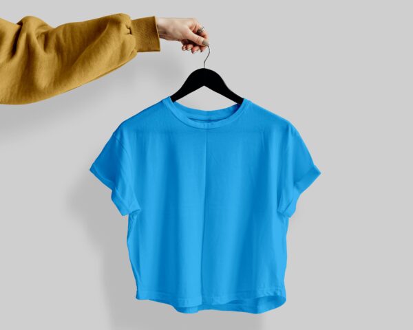 Crop Tees – (100% Cotton French Terry) - Sky Blue