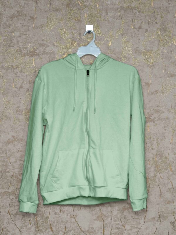 Hoodie With Zip (100% Cotton Fleece)-Pastel Mint